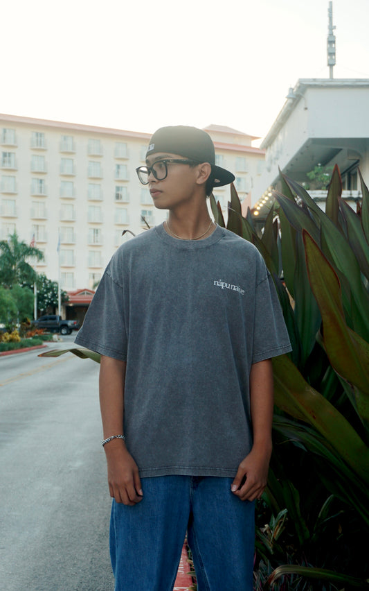 Hibiscus Acid Oversized Tee in Gray