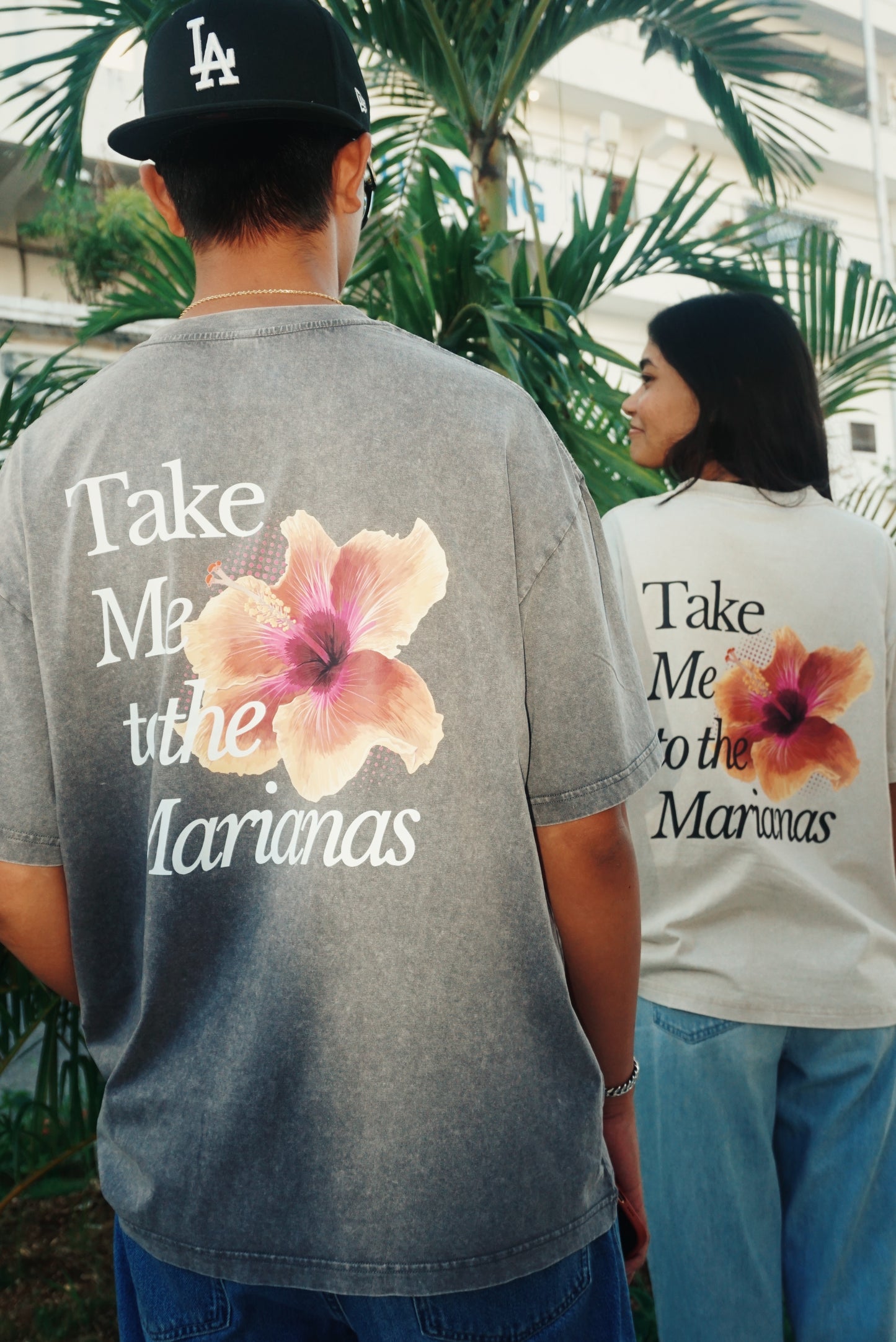 Hibiscus Acid Oversized Tee in Gray