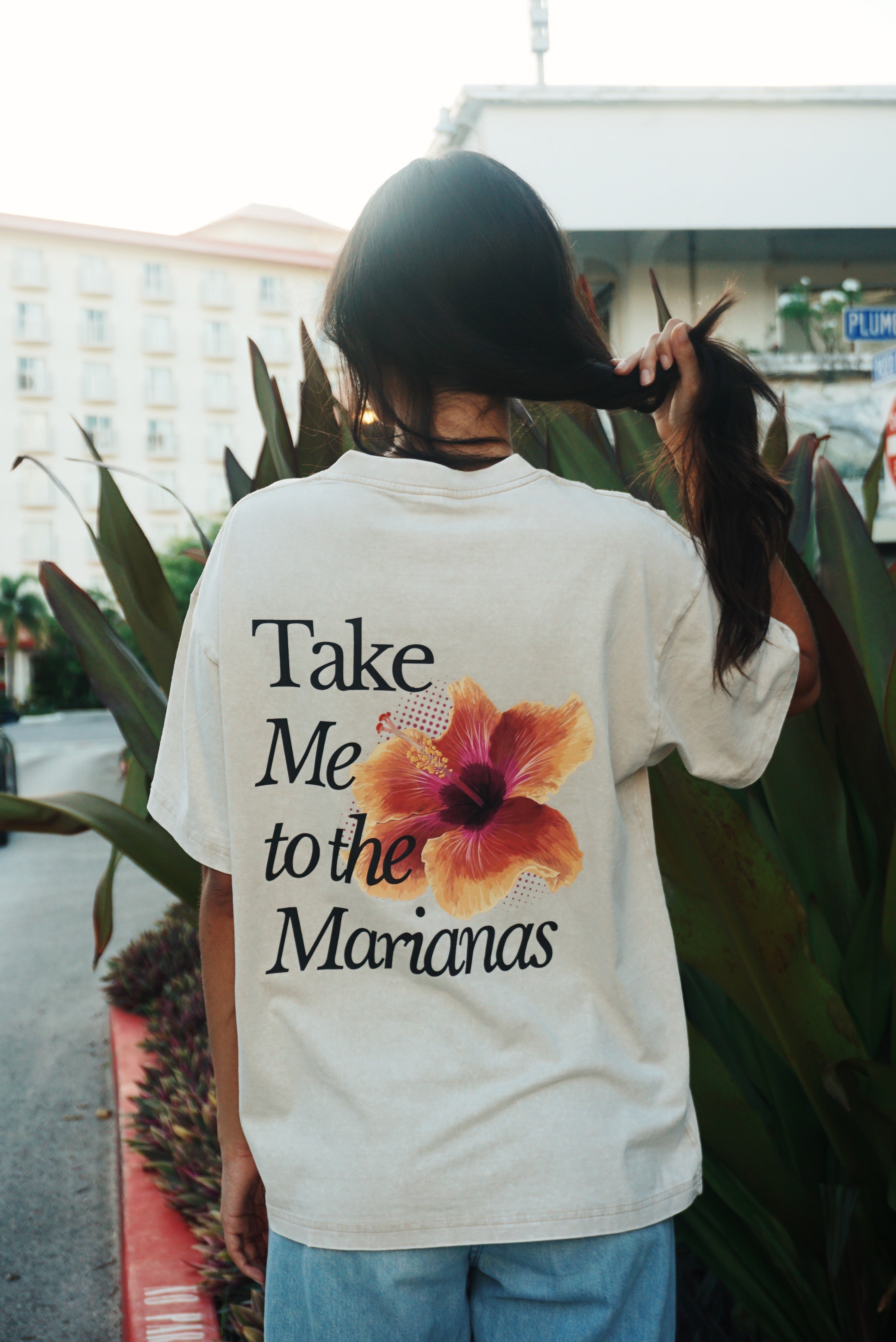 Hibiscus Acid Oversized Tee in Apricot