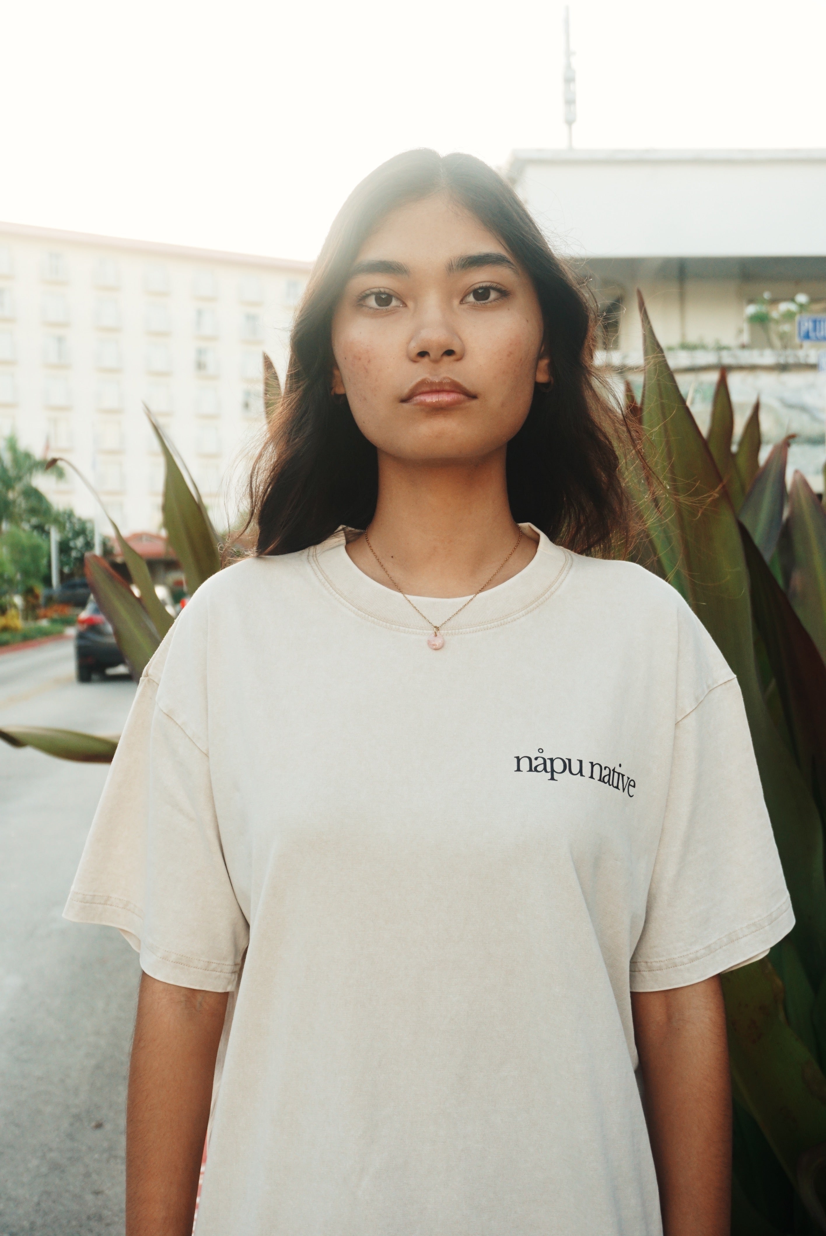 Hibiscus Acid Oversized Tee in Apricot