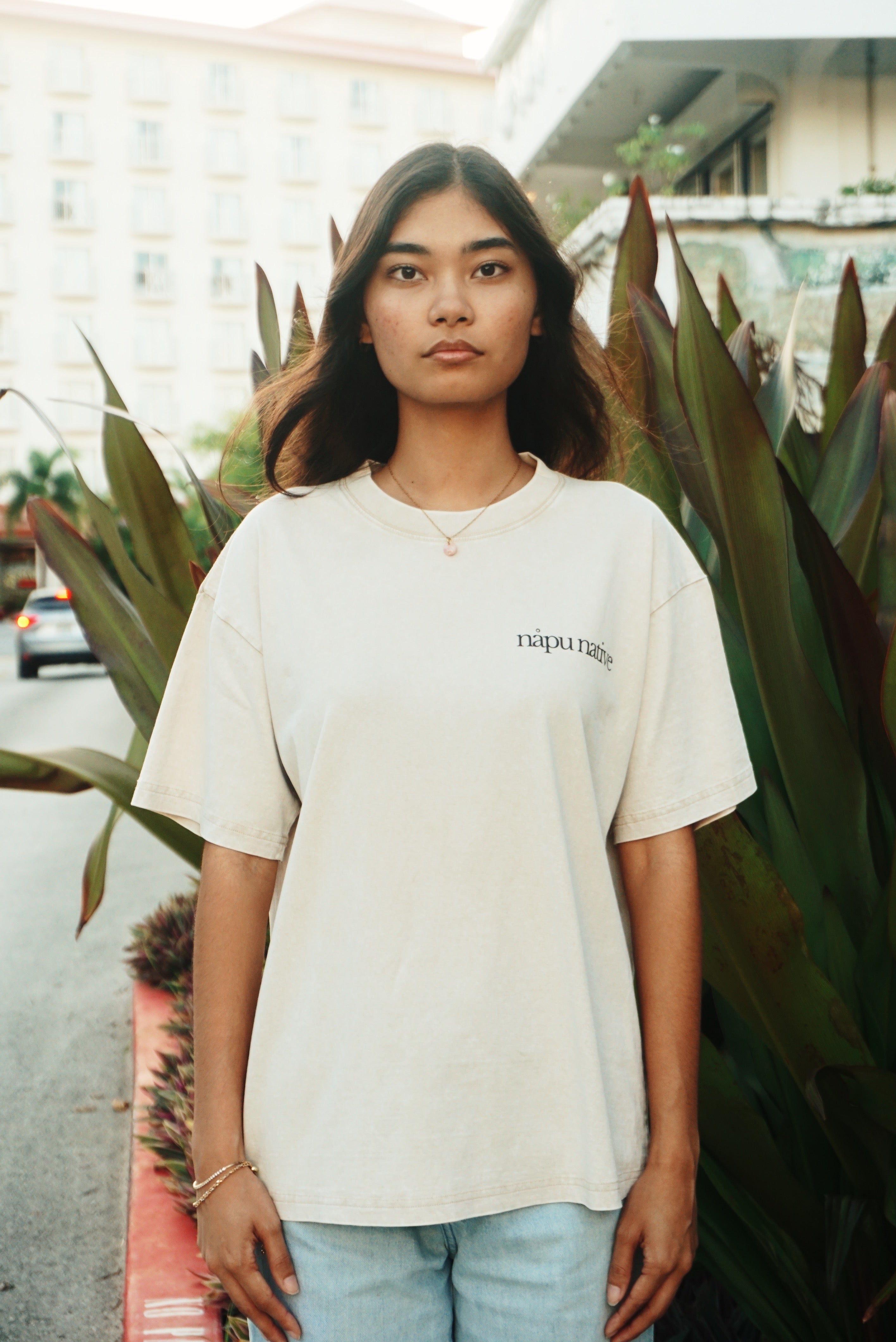 Hibiscus Acid Oversized Tee in Apricot